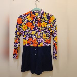 VTG 60's Mod Floral Romper 🔥 S